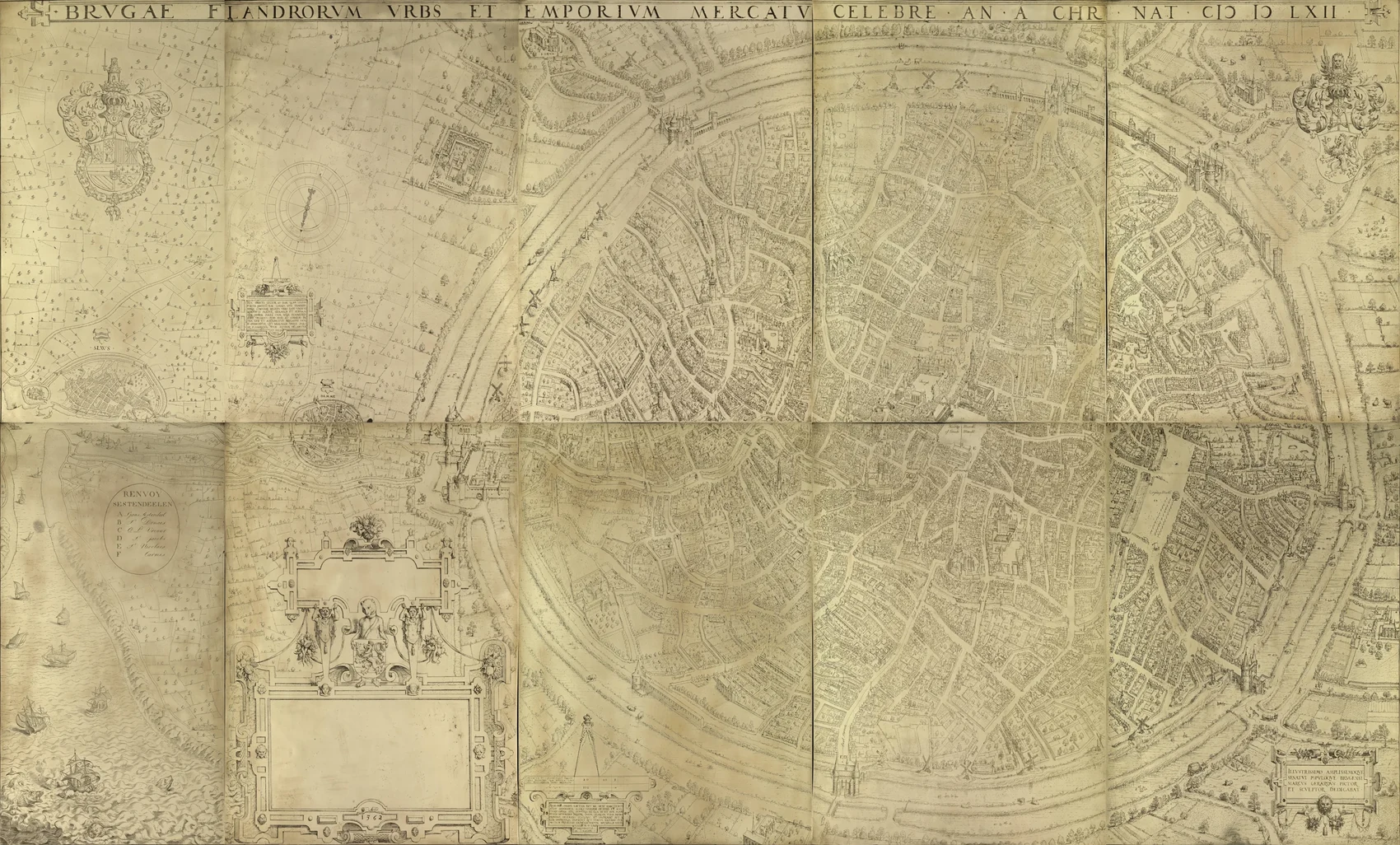 Plan de Bruges gravé par Marcus Gheeraerts en 1562.